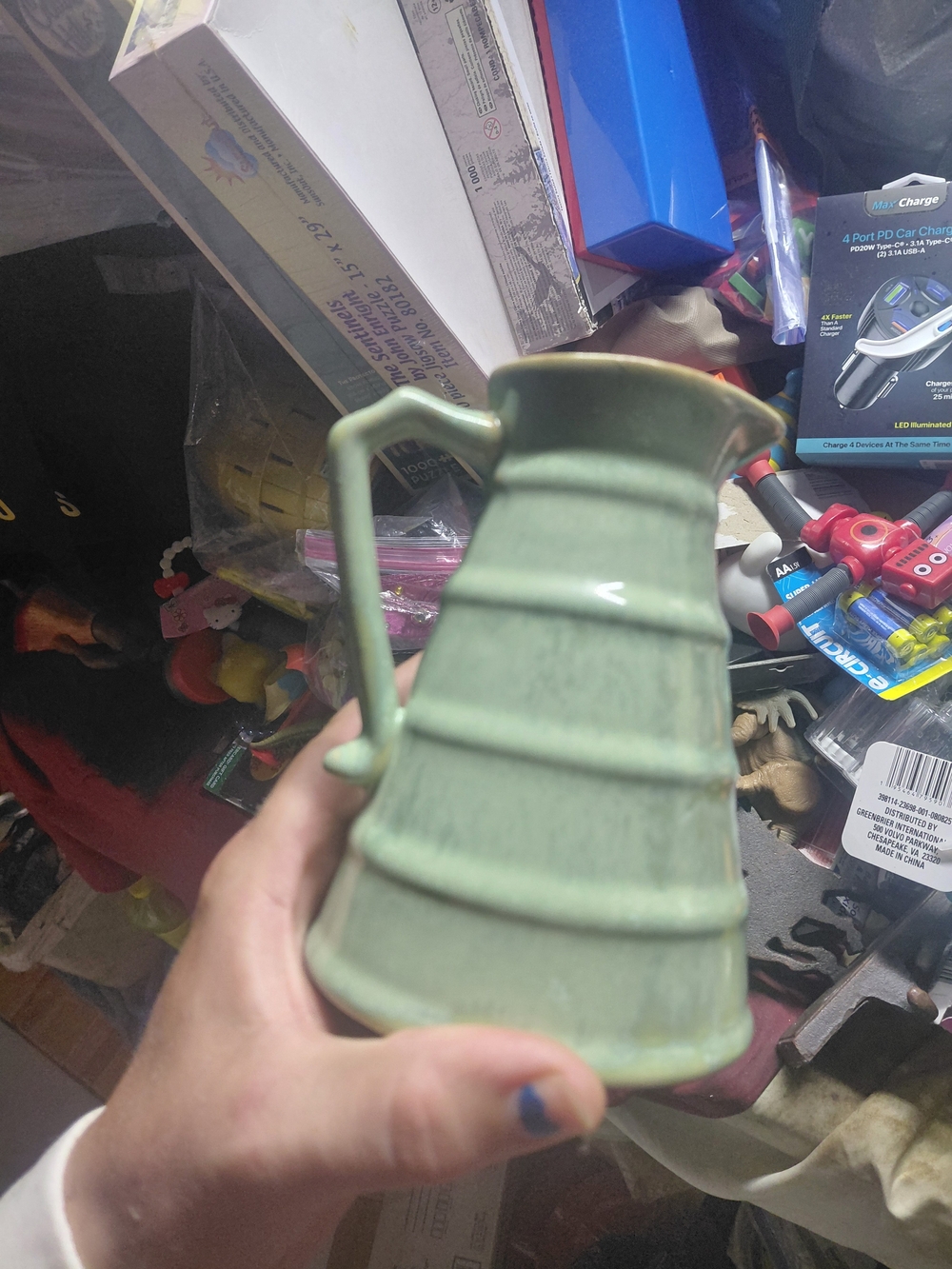 Foreside Home & Garden Sage Green Ceramic Pitcher Vase